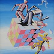Sprung zum Selbstsein, Acryl auf Leinen, 45 55 cm, 1982