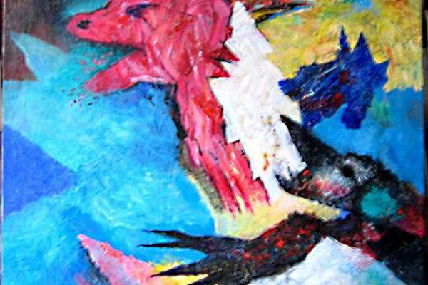 sans titre, AcrylCollage auf Leinen, 70 x 60 cm, 1999